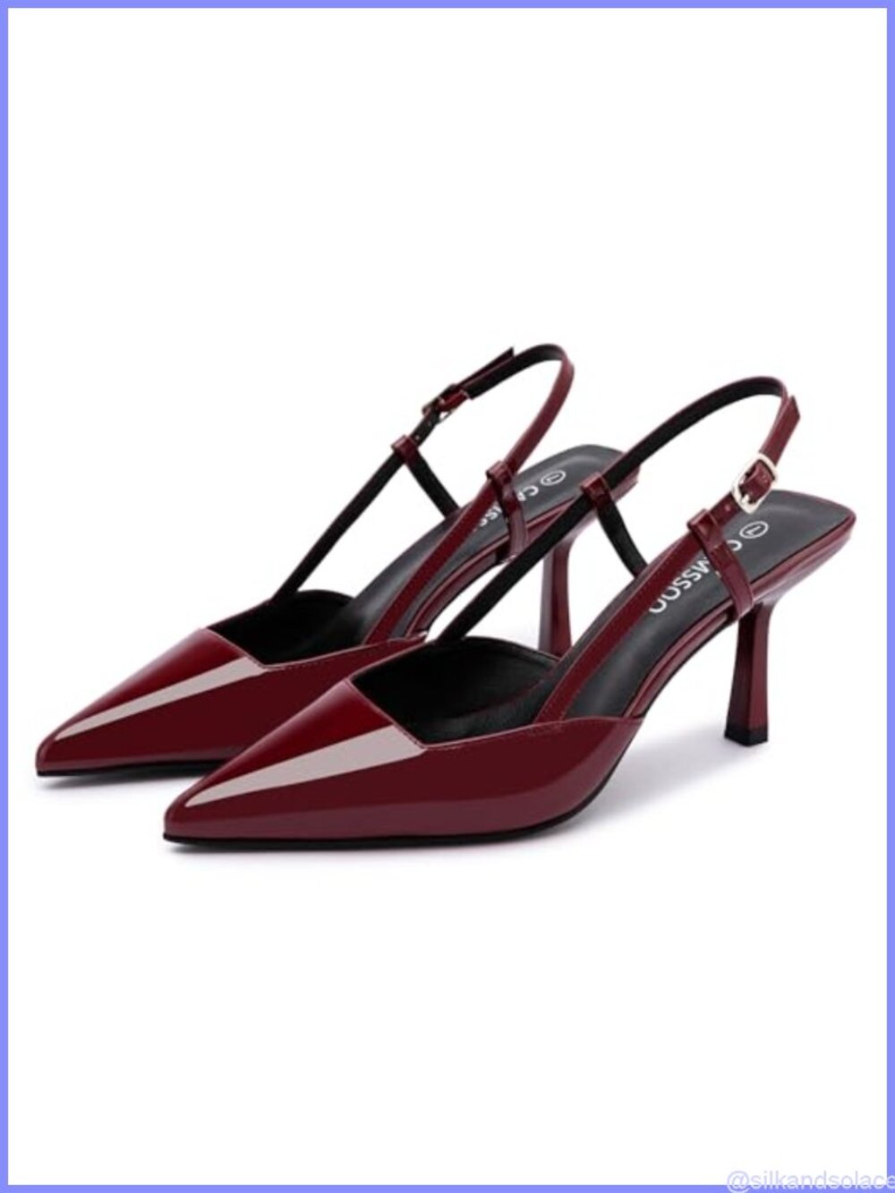 Slingback Pumps Pointed Toe Stiletto Heel Adjustable Buckle Work Dress Shoes